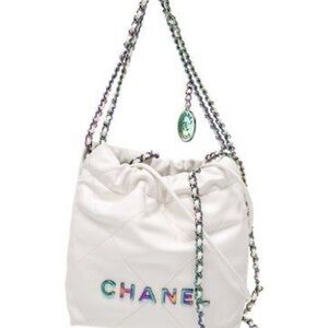 Chanel Iridescent Chain White Shoulder Bag